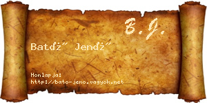 Bató Jenő névjegykártya